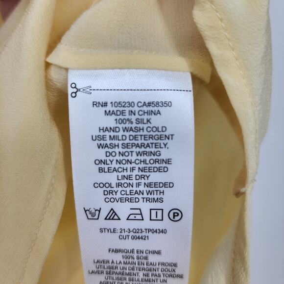 Joie Lasha Long Balloon Sleeve Custard Color 100% Silk Blouse Size Small - Picture 6 of 7